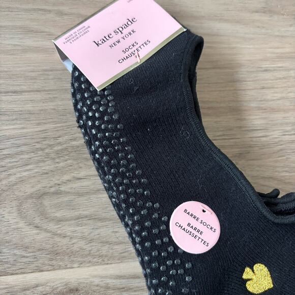 New Kate Spade New York Barre Sock Set Black Grip Ankle One Size (2 pair) - Picture 2 of 4